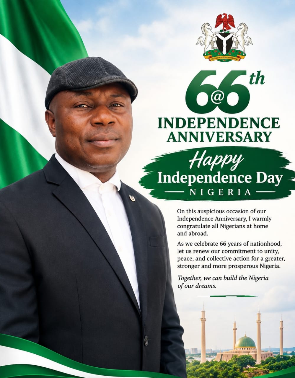 NIGERIA @ 66: Aigbefoh Congratulates Nigerians, Urges Unity to Tackle Insecurity and Economic Hardship